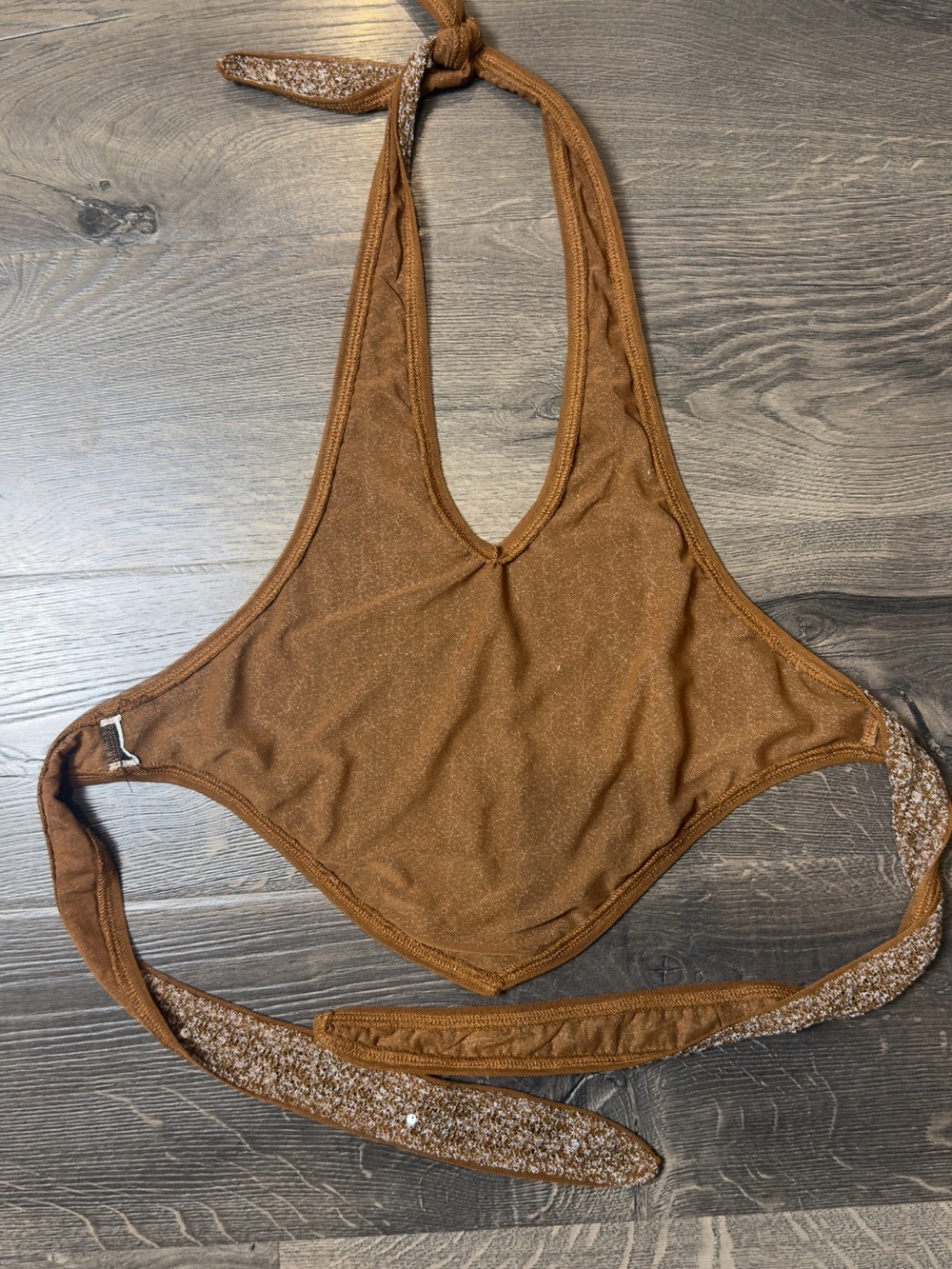 Superdown Brown Sequin Halter Crop Top - Picture 6 of 6